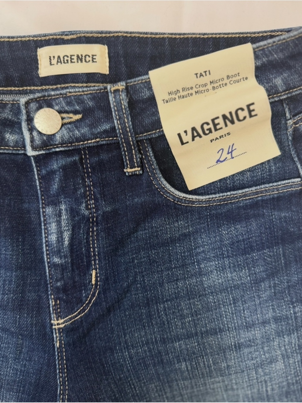 L'AGENCE Tati High Rise Crop Micro Boot Jeans size 24